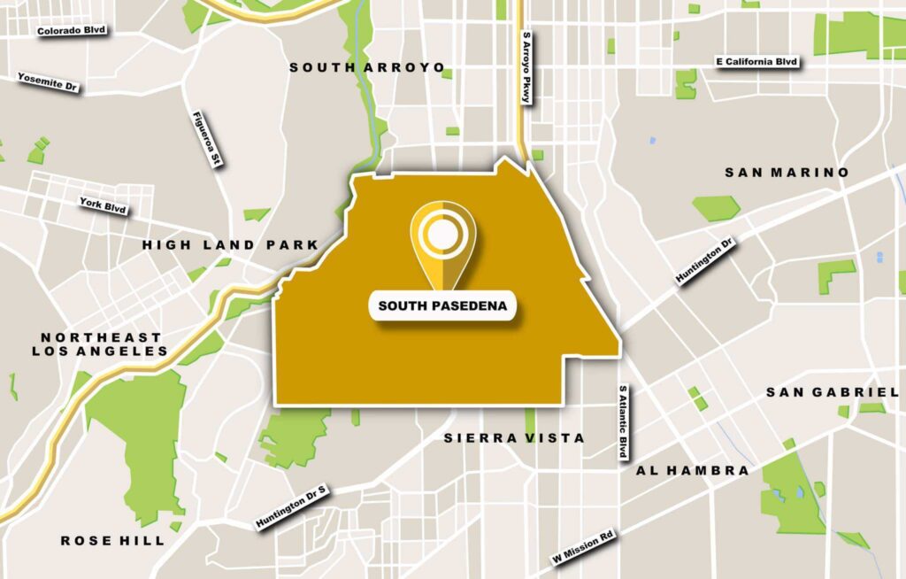 a photo of a map of South Pasadena