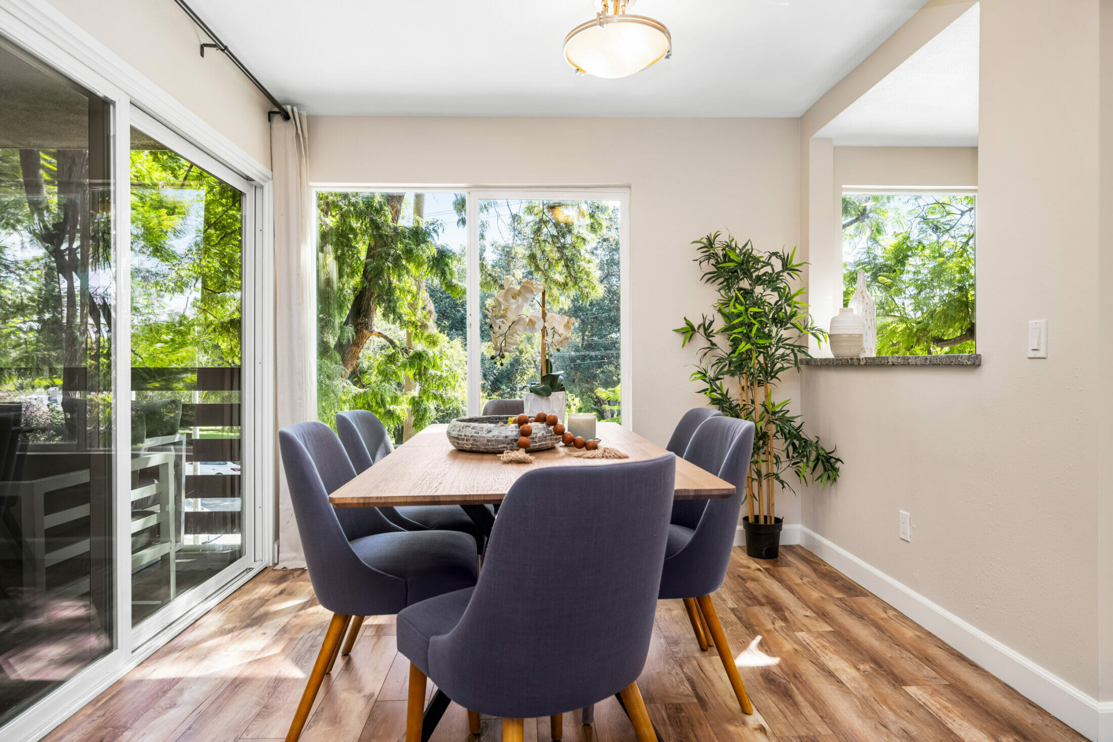 Dining room at 1720 Mission Street with views of Garfield Park in South Pasadena